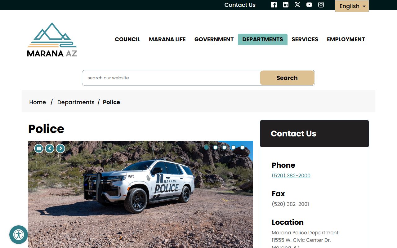 Marana Police Department website