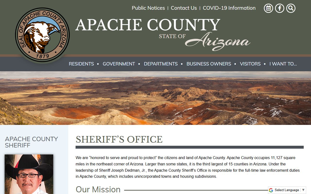 Apache County Sheriff Office website
