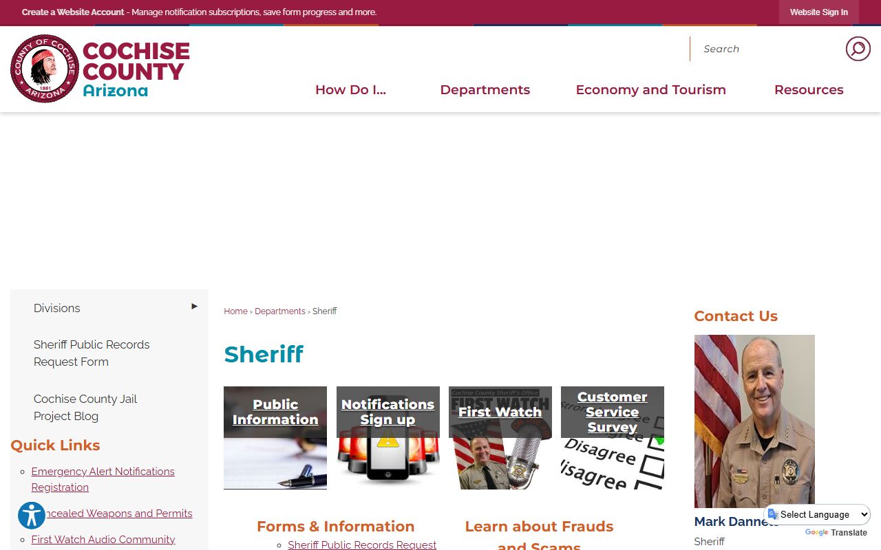 Cochise County Sheriff Office website