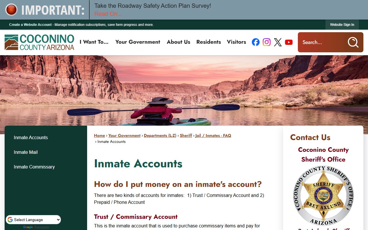 Coconino County inmate accounts information