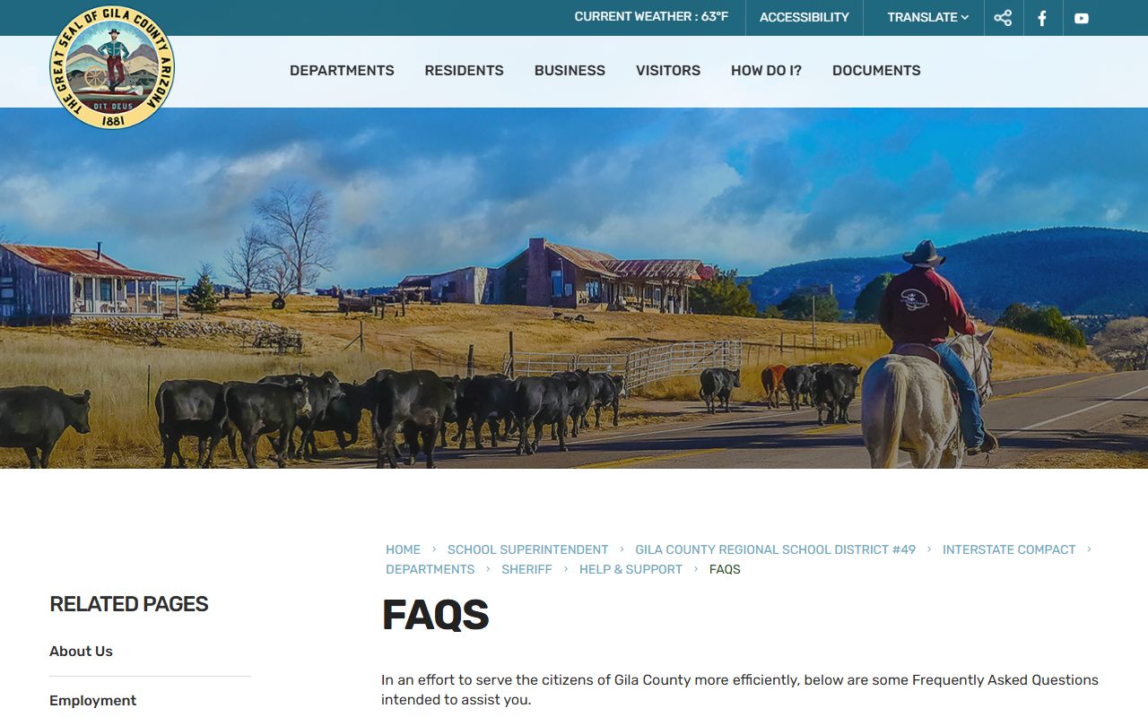 Gila County Sheriff FAQ page