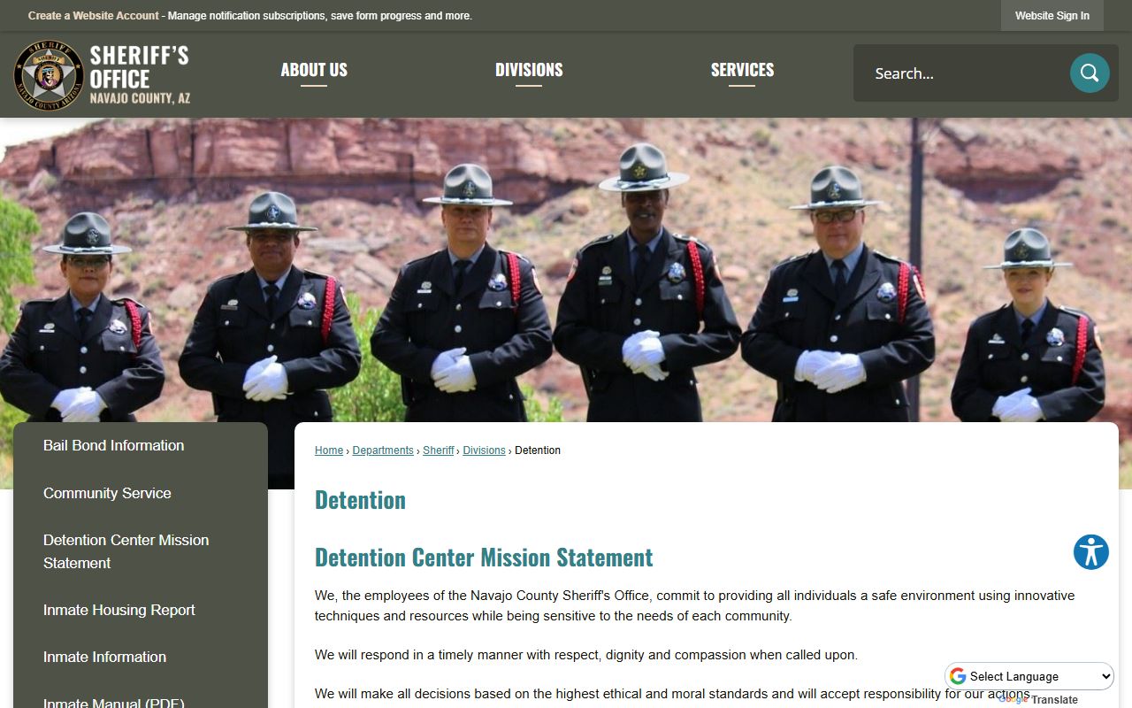 Navajo County detention division page