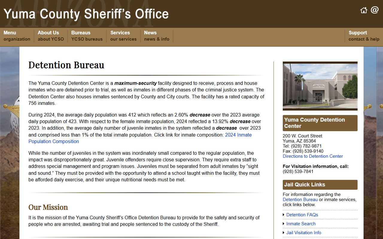 Yuma County detention bureau information