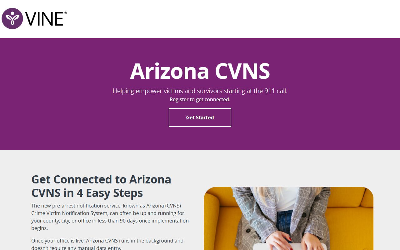 Arizona VINE program information page